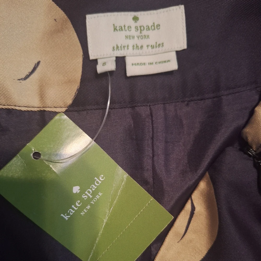 Kate spade silk holly black cork pleated skirt sz 8 NWT *K - Picture 6 of 9